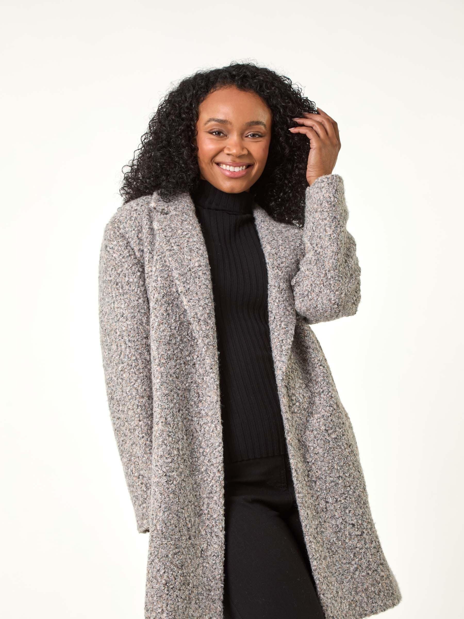 Buy Roman Grey Petite Textured Boucle Coat from Next Ireland