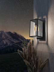 Eglo Black Budrone Modern Steel & Glass Outdoor Wall Light - Image 1 of 5