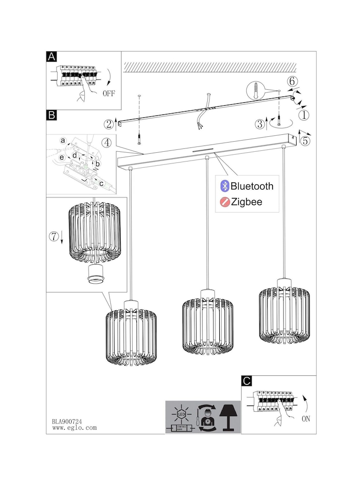 Eglo Black Ginestrone-Z Steel RGB 3 Light Pendant Light - Image 6 of 6