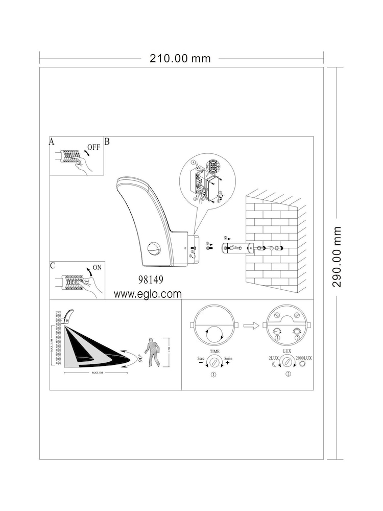 Eglo Black Fiumicino LED Outdoor Wall Light - Image 5 of 5