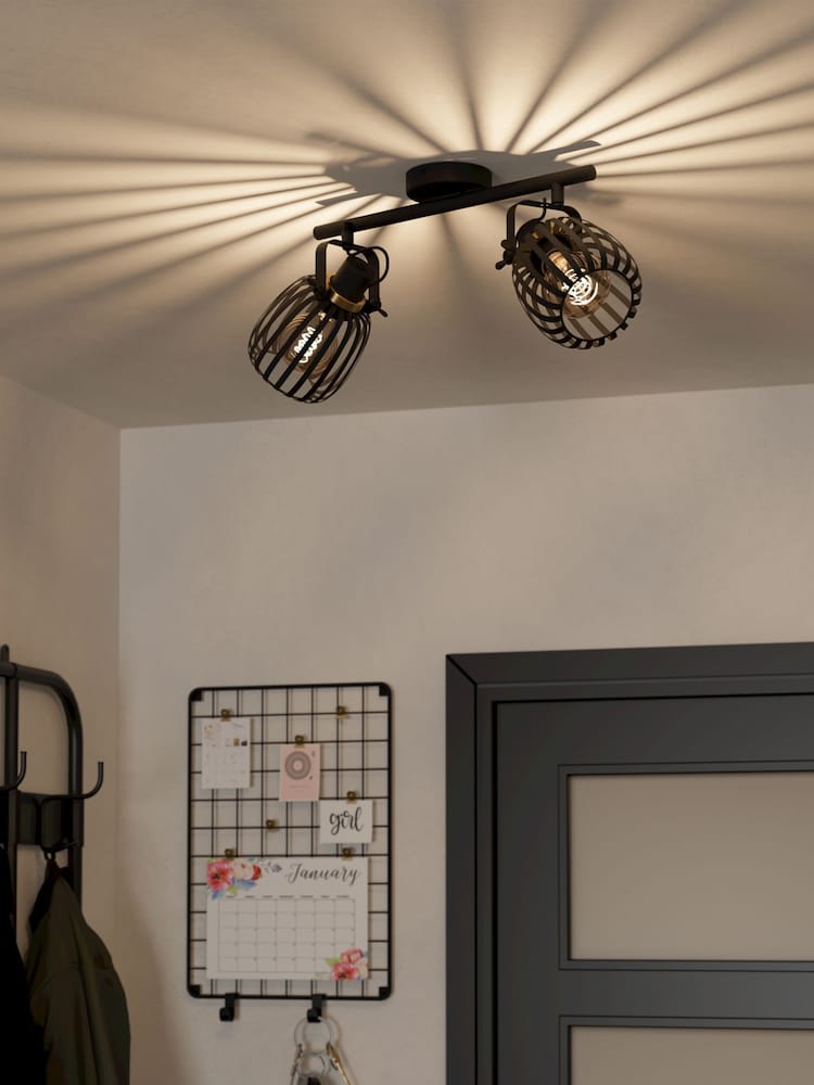 Eglo Black Girona Steel Modern 2 Light Spotlight - Image 1 of 5
