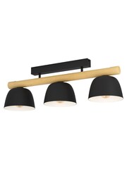 Eglo Black E27 Black Wood Sherburn Ceiling Light 3 Set - Image 2 of 5