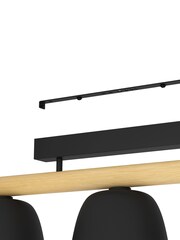 Eglo Black E27 Black Wood Sherburn Ceiling Light 3 Set - Image 3 of 5