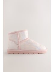 Pink Iridescent Standard Fit (F) Water Repellent Suede Short Pull-On Boots - Image 2 of 5