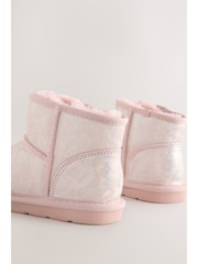 Pink Iridescent Standard Fit (F) Water Repellent Suede Short Pull-On Boots - Image 4 of 5