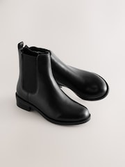 Black Leather Heeled Chelsea Boots - Image 1 of 5