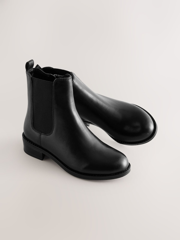 Black Leather Heeled Chelsea Boots - Image 1 of 5