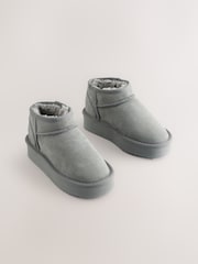 Grey Standard Fit (F) Flatform Mini Warm Lined Water Repellent Suede Pull-On Boots - Image 1 of 5