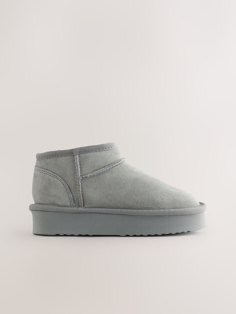Grey Standard Fit (F) Flatform Mini Warm Lined Water Repellent Suede Pull-On Boots - Image 2 of 5