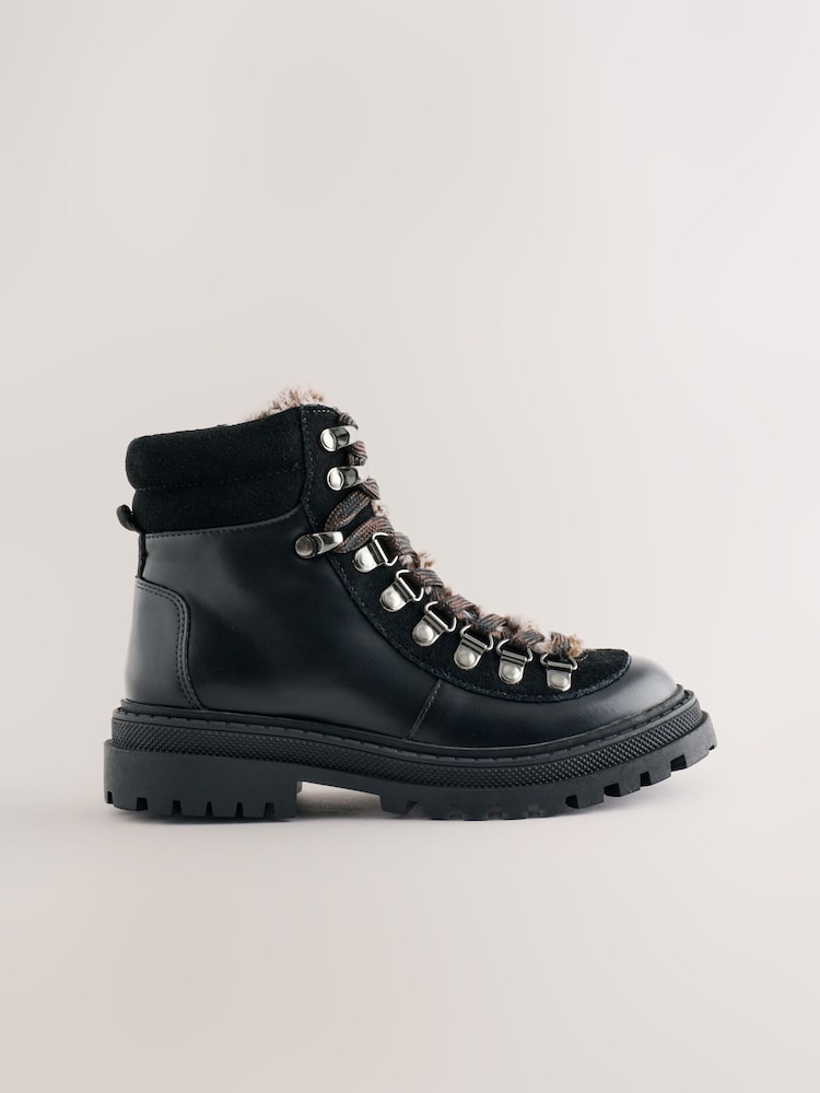 Black Lace Up Hiker Boots - Image 2 of 5