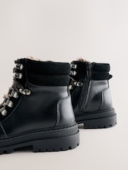 Black Lace Up Hiker Boots - Image 4 of 5