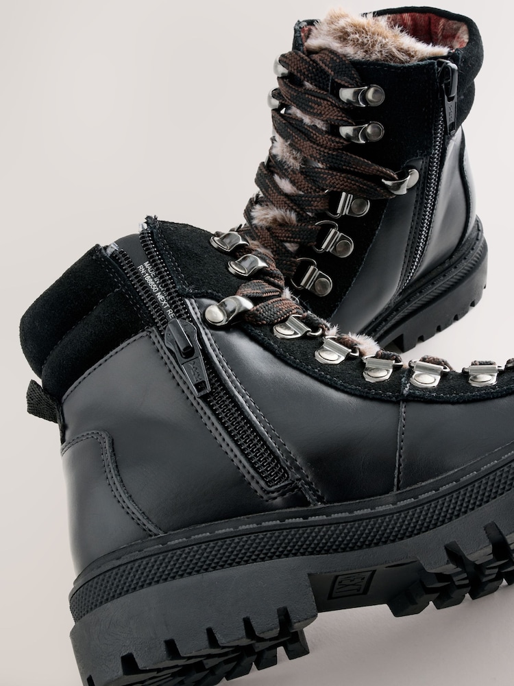Black Lace Up Hiker Boots - Image 5 of 5