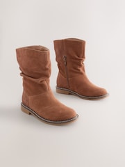Tan Brown Suede Water Repellent Slouch Boots - Image 1 of 6