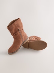 Tan Brown Suede Water Repellent Slouch Boots - Image 3 of 6