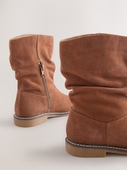 Tan Brown Suede Water Repellent Slouch Boots - Image 4 of 6