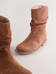 Tan Brown Suede Water Repellent Slouch Boots - Image 5 of 6