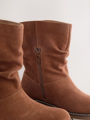 Tan Brown Suede Water Repellent Slouch Boots - Image 6 of 6