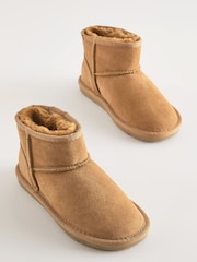 Tan Brown Standard Fit (F) Water Repellent Suede Short Pull-On Boots - Image 1 of 5