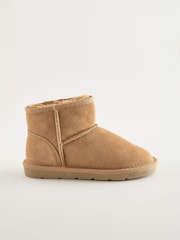 Tan Brown Standard Fit (F) Water Repellent Suede Short Pull-On Boots - Image 2 of 5