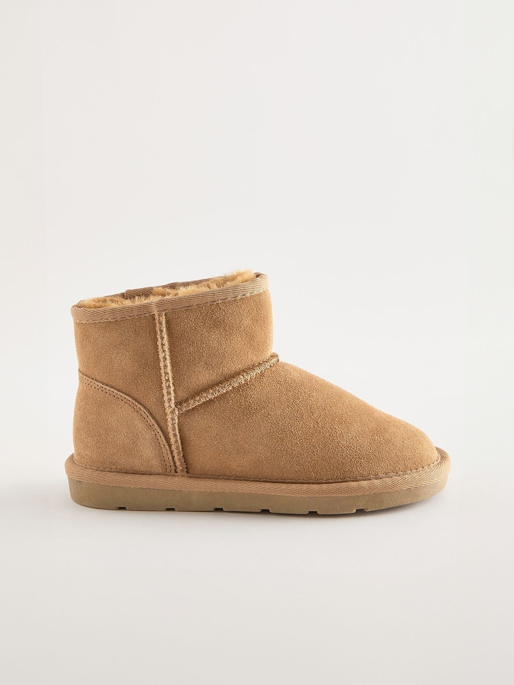 Tan Brown Standard Fit (F) Water Repellent Suede Short Pull-On Boots - Image 2 of 5