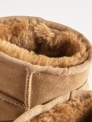 Tan Brown Standard Fit (F) Water Repellent Suede Short Pull-On Boots - Image 5 of 5