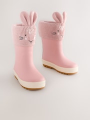 Pink Bunny Cuff Wellies - Image 1 of 5