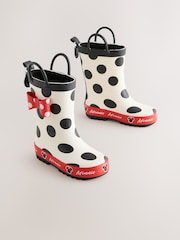 Black/White/Red Minnie Mouse Handle Wellies - Image 1 of 6