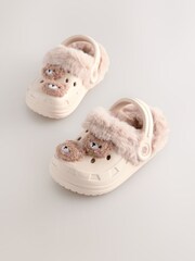 Neutral Bear Faux Fur Lined Clog Slippers - Image 1 of 6