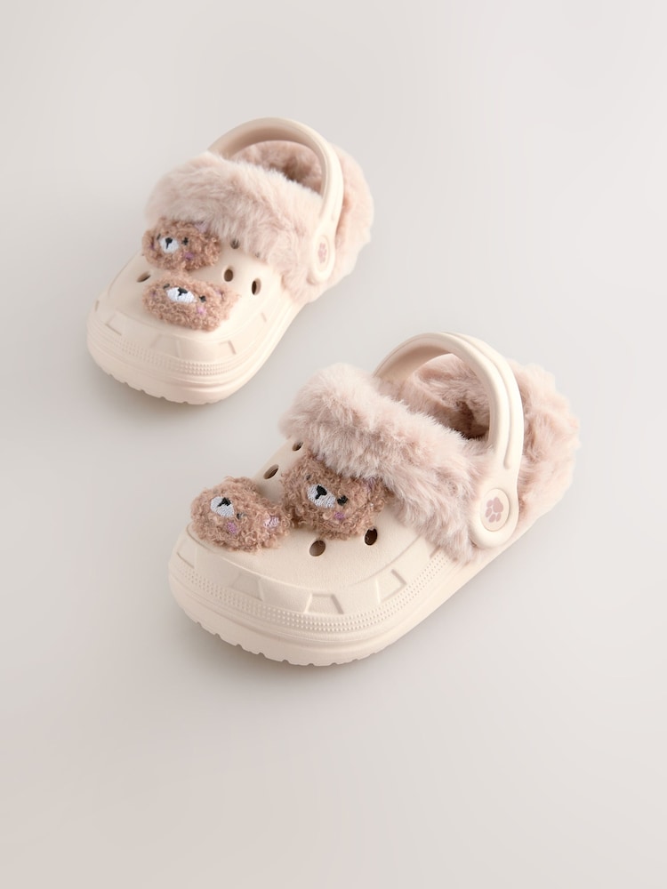 Neutral Bear Faux Fur Lined Clog Slippers - Image 1 of 6
