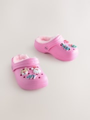 Pink Christmas Faux Fur Lined Clog Slippers - Image 1 of 6