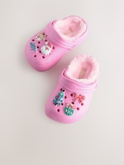 Pink Christmas Faux Fur Lined Clog Slippers - Image 6 of 6