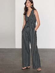 Black/White Striped Textured Waistcoat - Image 4 of 8