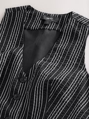 Black/White Striped Textured Waistcoat - Image 7 of 8