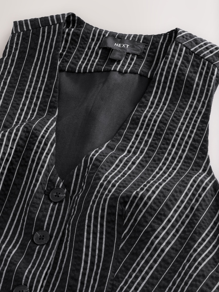 Noir/Blanc - Gilet texturé rayé - Image 7 of 8