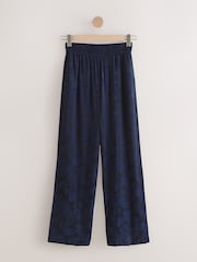 Azul marino - Pantalones de pernera ancha de jacquard de satén - Imagen 6 de 8