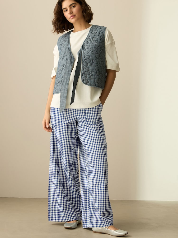 Blue Pull On Gingham Trousers - Image 1 of 7