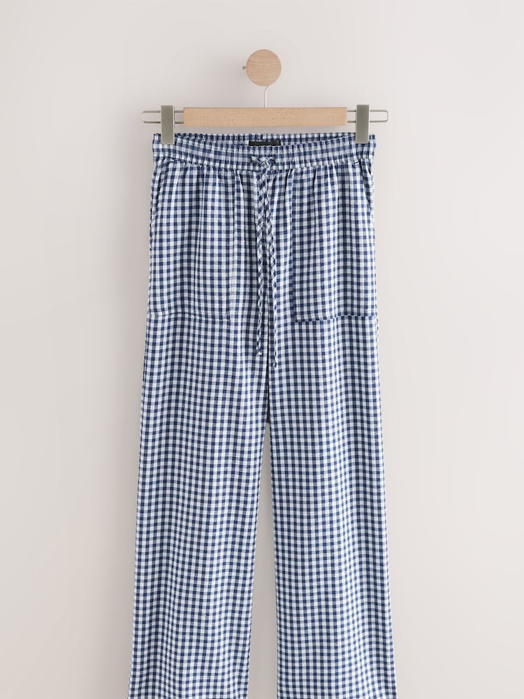 Bleu - Pantalons Vichy à pinces - Image 5 of 7