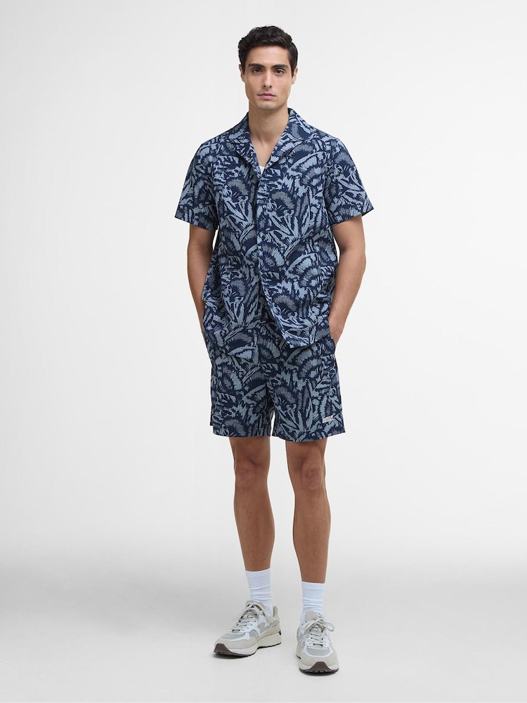 Barbour® International Blue Kew All-Over Print 100% Cotton Shorts - Image 1 of 5 Barbour® International Blue Kew All-Over Print 100% Cotton Shorts - Image 1 of 5
