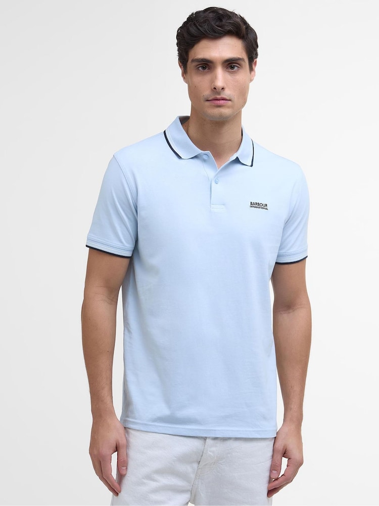 Barbour® International Blue Ethan 100% Cotton Polo Shirt - Image 1 of 5 Barbour® International Blue Ethan 100% Cotton Polo Shirt - Image 1 of 5