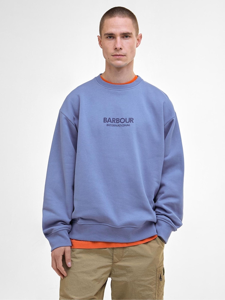 Barbour® International Blue Formula Logo Crew 100% Cotton Sweatshirt - Image 1 of 4