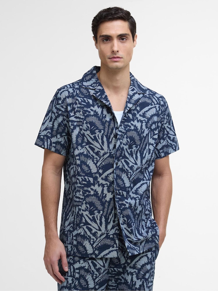 Barbour® International Blue Kew All-Over Printed 100% Cotton Shirt - Image 1 of 5 Barbour® International Blue Kew All-Over Printed 100% Cotton Shirt - Image 1 of 5