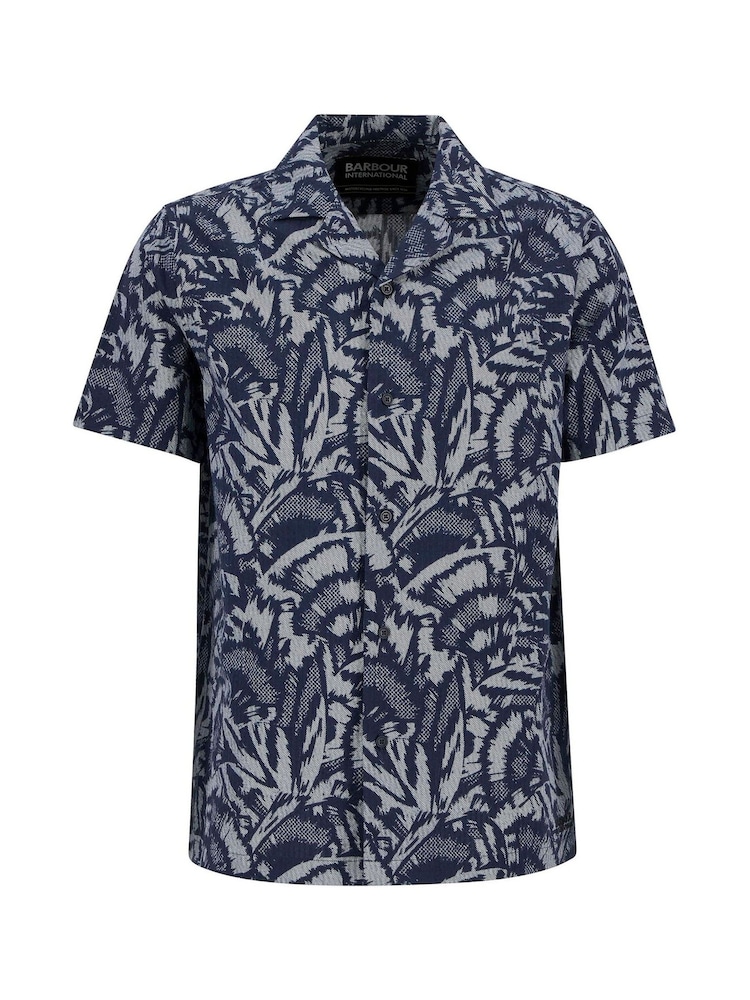 Barbour® International Blue Kew All-Over Printed 100% Cotton Shirt - Image 5 of 5 Barbour® International Blue Kew All-Over Printed 100% Cotton Shirt - Image 5 of 5