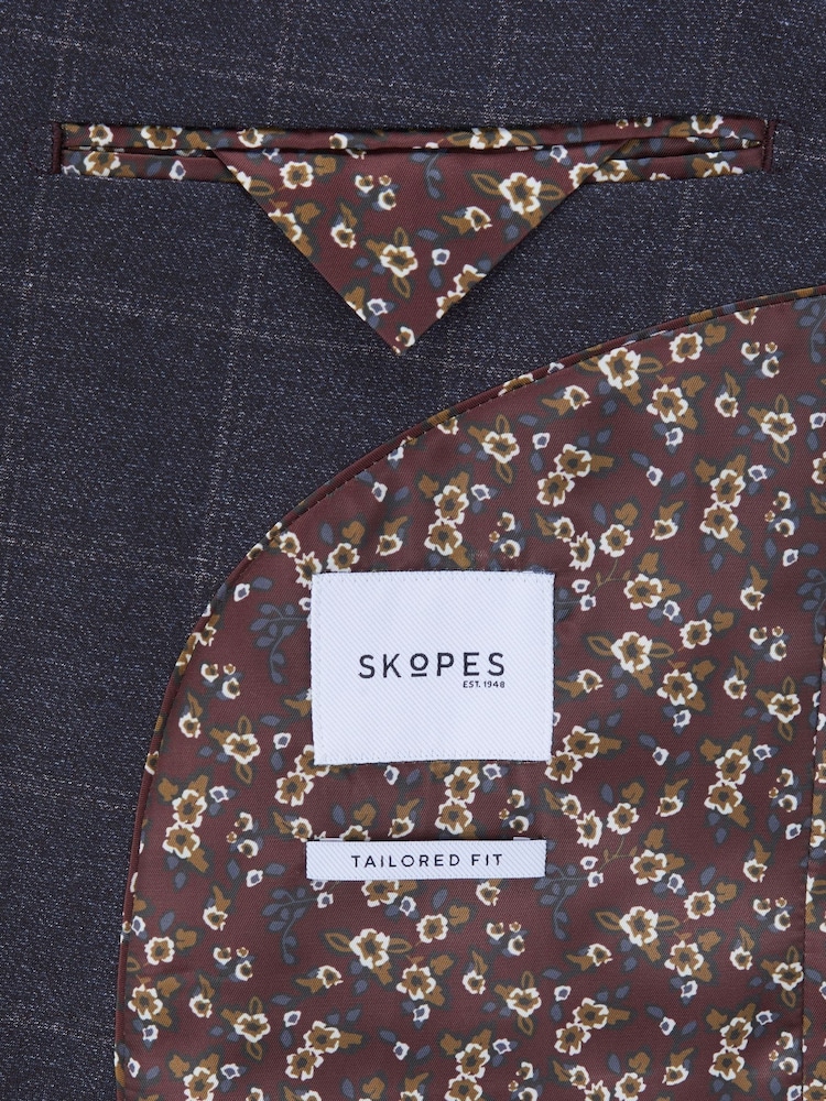 Skopes Blue Tailored Fit Thoresby Ultimate Comfort Check Suit Jacket - Image 7 of 7
