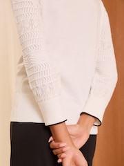 Love & Roses Ivory Black Tipped Fine Gauge Stitch Detail Jumper - Image 2 of 4