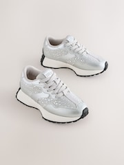 Silver Lace-Up Chunky Trainers - Image 1 of 6