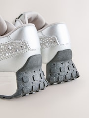 Silver Lace-Up Chunky Trainers - Image 2 of 6