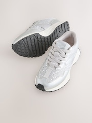 Silver Lace-Up Chunky Trainers - Image 4 of 6