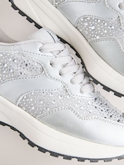 Silver Lace-Up Chunky Trainers - Image 6 of 6