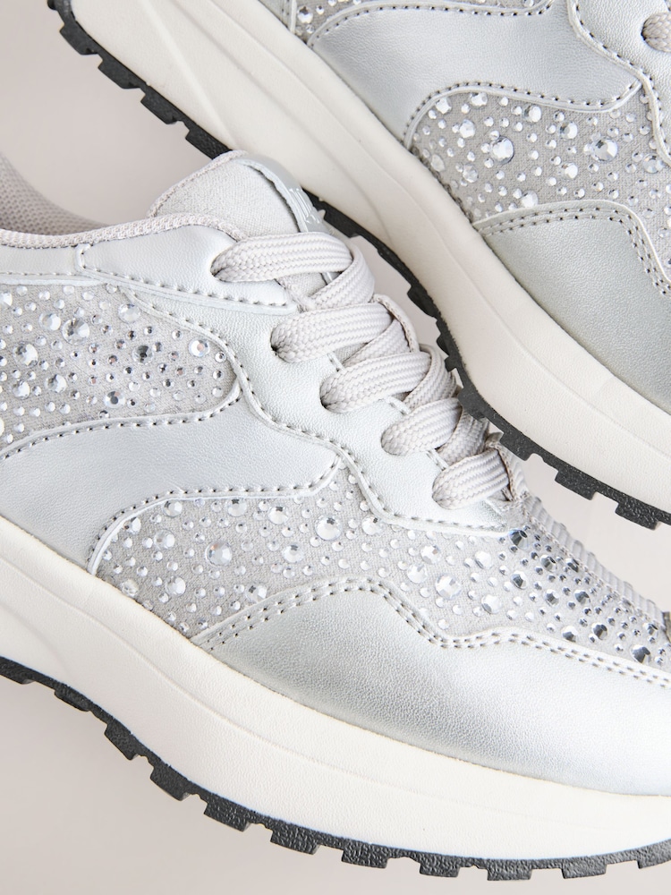 Silver Lace-Up Chunky Trainers - Image 6 of 6