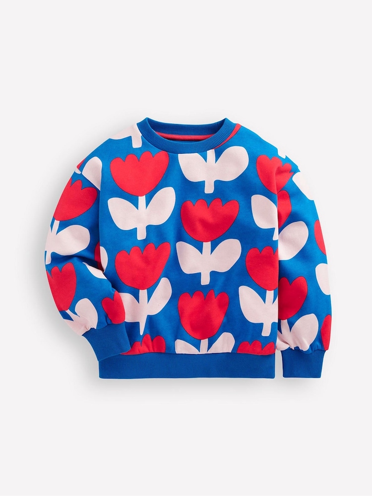 Boden Blue 100% Cotton Printed Relaxed Sweatshirt - Image 1 of 3 Boden Blue 100% Cotton Printed Relaxed Sweatshirt - Image 1 of 3